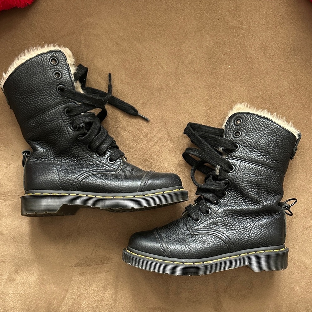 Dr. Martens- Aimilita Faux Fur Lined Leather Combat Boot